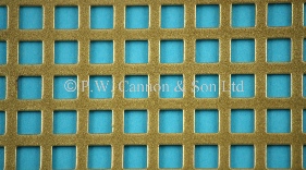 P.W. Cannon & Son Ltd - Antique Gold 6mm Square Hole Powder Coated Metal Sheets - Grilles for use in Radiator Covers, Cabinets and as Screening Panels