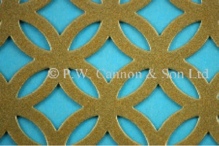 Antique Gold Fancy Ring Powder Coated Metal Sheet - Grilles for use in Radiator Covers, Cabinets and as Screening Panels